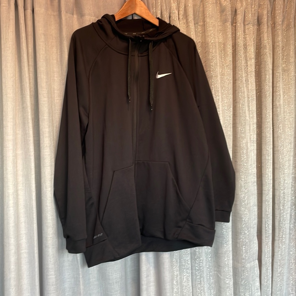 Nike Mens Dry Fit Fleece Full Zip Hoodie. Black. Size XL